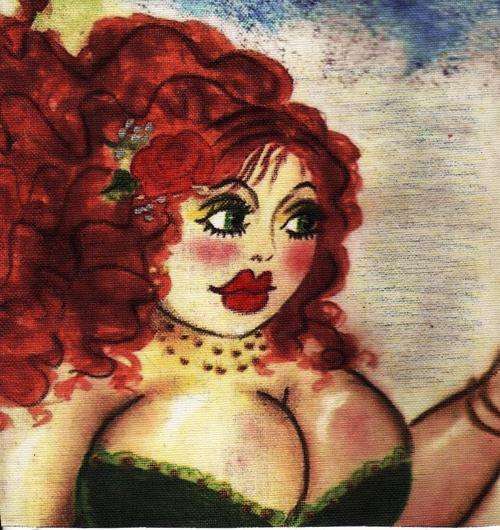 FAT LADY ON CANVAS, PRINT,   SIZE 210x200mm