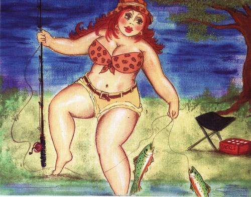 FAT LADY ON CANVAS, PRINT, SIZE 260X200MM