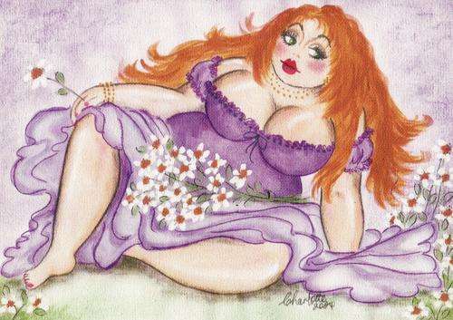 FAT LADY ON CANVAS, PRINT, SIZE 260X180MM