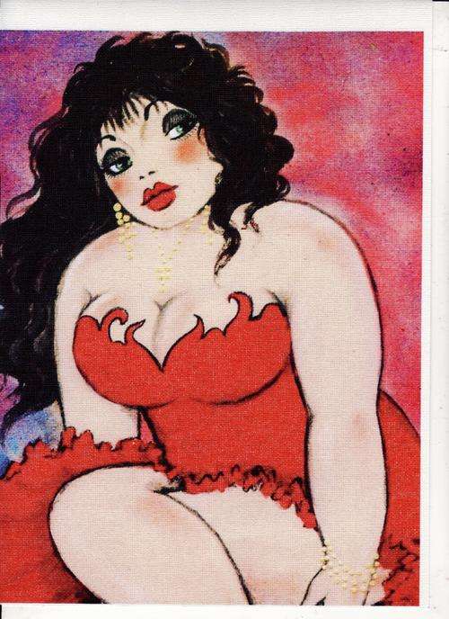 FAT LADY ON CANVAS, PRINT, SIZE 270X200MM