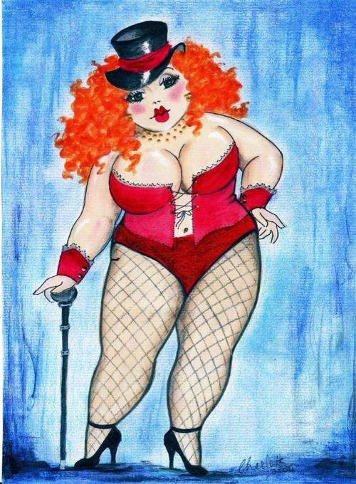 FAT LADY ON CANVAS, A4  PRINT