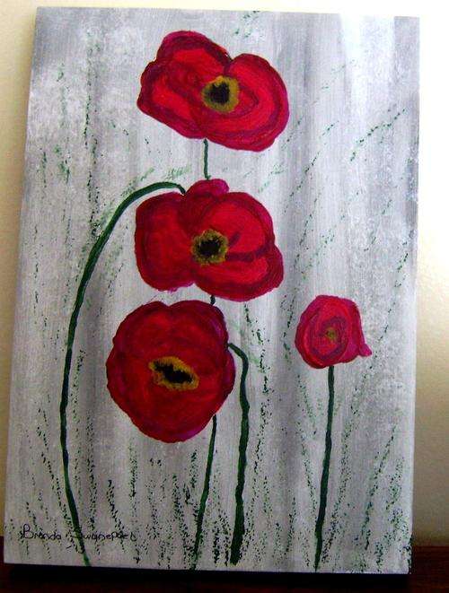 ACRYLIC  FLOWERS ON WOODEN BOX CANVAS  AS PER PIC. 300X210MM.