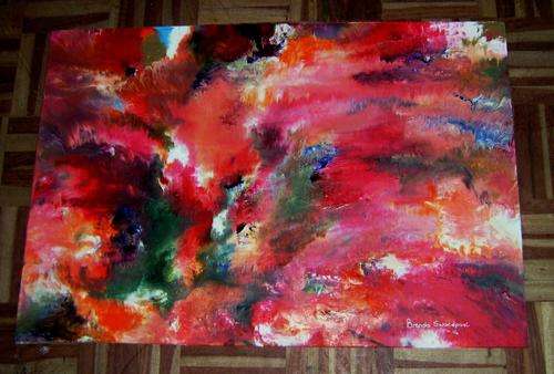ABSTRACT ACRYLIC  ON BOARD. SIZE 560X390MM.