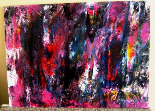 ABSTRACT ACRYLIC  ON BOARD. SIZE 550X400MM.