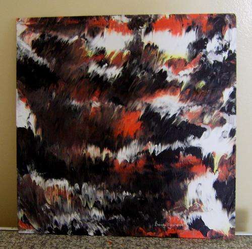 ABSTRACT PAINTING ON BOARD. SIZE 430X430MM.