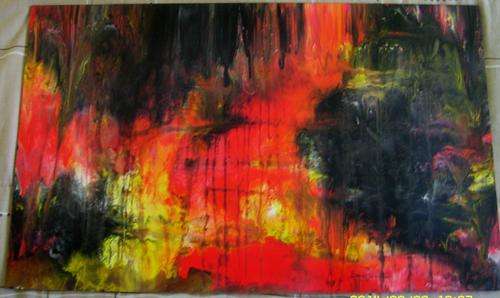 ABSTRACT ACRYLIC  ON BOARD. SIZE 610X380MM
