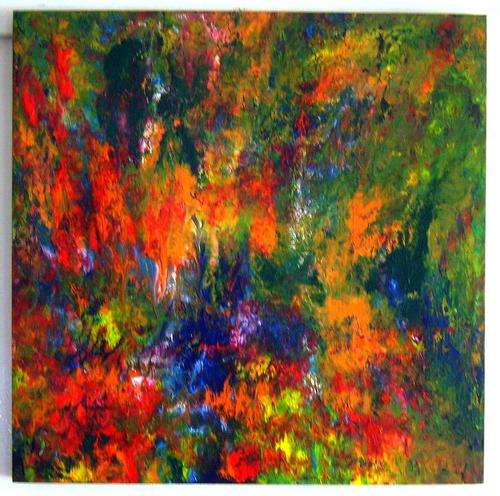 MODERN CANVAS PAINTING ON WOODEN CANVAS BOX SIZE 600X600X30MM