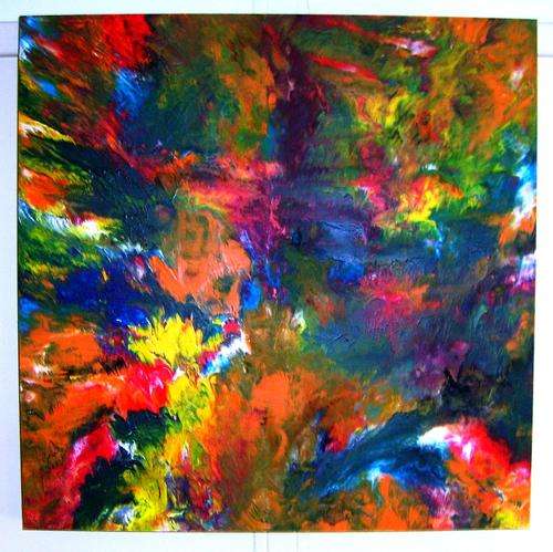 MODERN CANVAS PAINTING ON WOODEN CANVAS BOX SIZE 600X600X30MM