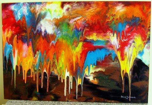 ABSTACT ACRYLIC PAINTING 610X410MM