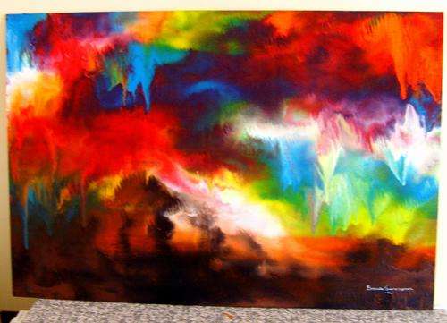 ABSTACT ACRYLIC PAINTING 610X410MM