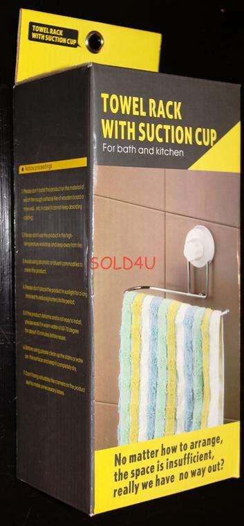 TOWEL RACK WITH SUCTION CUP - FOR BATHROOM AND KITCHEN - new in box