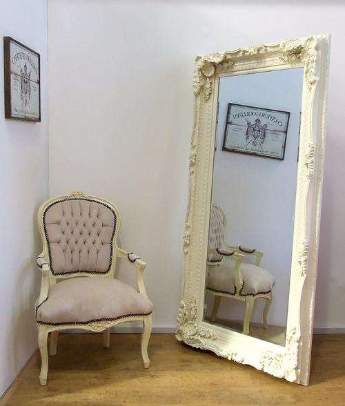 Louis Large Ornate Carved French Frame Mirror CREAM  - 183x97x11.5 (cm) - COLLECTION ONLY