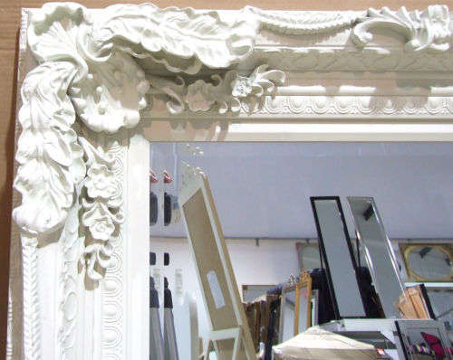 Louis Large Ornate Carved French Frame Mirror CREAM  - 183x97x11.5 (cm) - COLLECTION ONLY