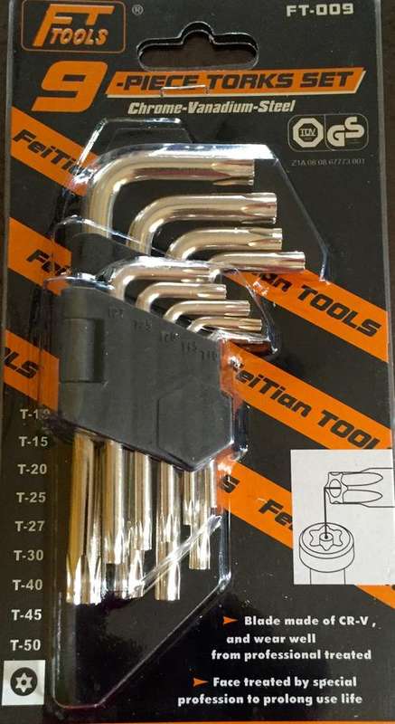 9 PIECE TORKS SET - CHROME VANADIUM STEEL