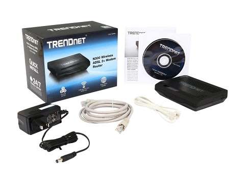 TRENDnet N300 Wireless ADSL 2+ Modem Router TEW-722BRM Black