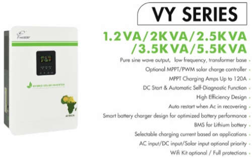 FiveStar 5.5KVA 48V Hybrid Solar Inverter 5KW  Pure Sine Wave Inverter + Solar Controller + UPS
