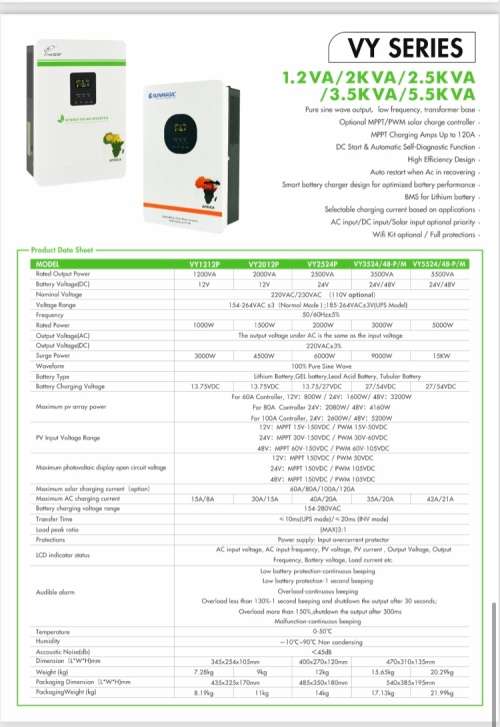 FiveStar 5.5KVA 48V Hybrid Solar Inverter 5KW  Pure Sine Wave Inverter + Solar Controller + UPS
