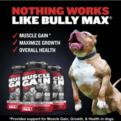 Bully Max Dog Muscle Supplement [ Power Tabs for Muscle Gain - 9 Essential Aminos]