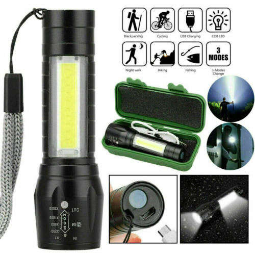 Mini TORCH USB LED Rechargeable in box with 3 modes [ BOX + USB CABLE included]