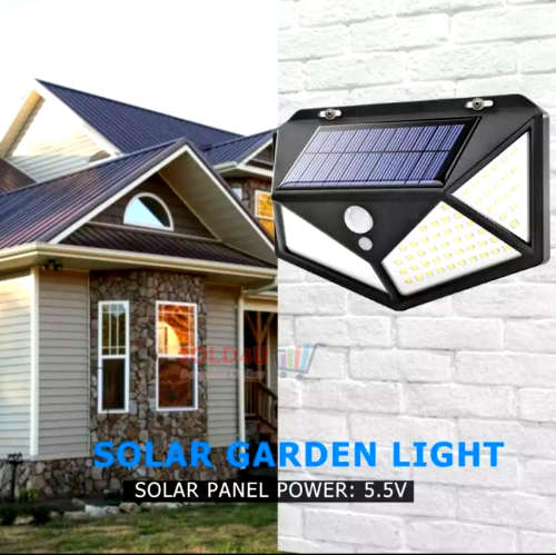 100 LED Solar Powered Wall Lamp with Motion Sensor - Built in Battery Beat Loadshedding !