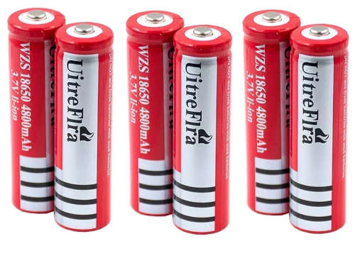 6 pcs x 18650 Li-ion Rechargeable Battery 4800mAh 3.7V