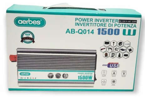 Aerbes AB-Q014 1500watt 12v DC to AC Inverter USE WITH Gel / Deep Cycle Battery / Lithium Battery