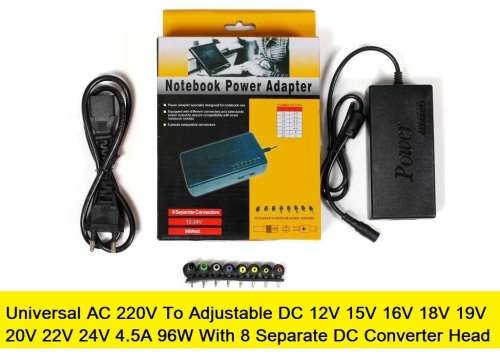 96W Universal Laptop Charger 12-24V with 8 set of Terminals - Notebook Power Adapter