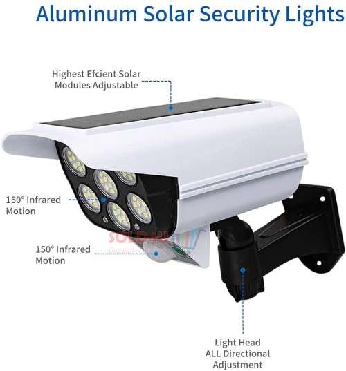77 LED Solar Charging PIR Motion Sensor Light with Remote Control, Dummy CCTV
