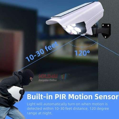 77 LED Solar Charging PIR Motion Sensor Light with Remote Control, Dummy CCTV