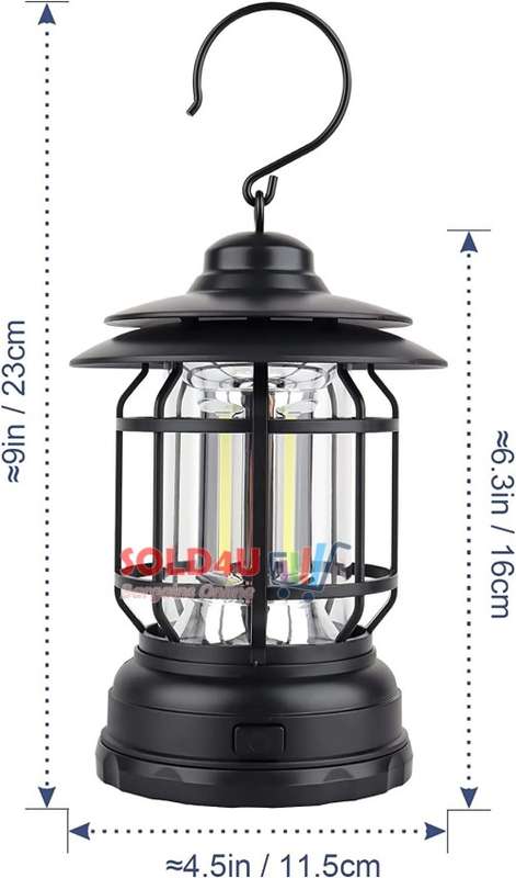 Retro LED Camping Lantern, USB Rechargeable Camping Lamp, Vintage Camping Lights