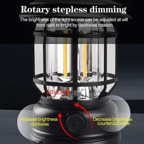 Retro LED Camping Lantern, USB Rechargeable Camping Lamp, Vintage Camping Lights