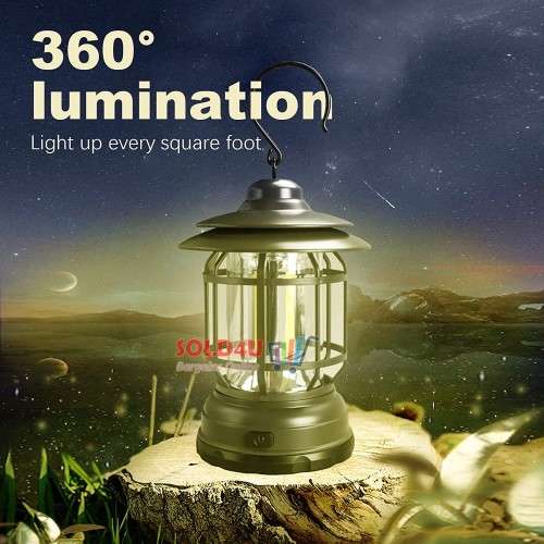 Retro LED Camping Lantern, USB Rechargeable Camping Lamp, Vintage Camping Lights