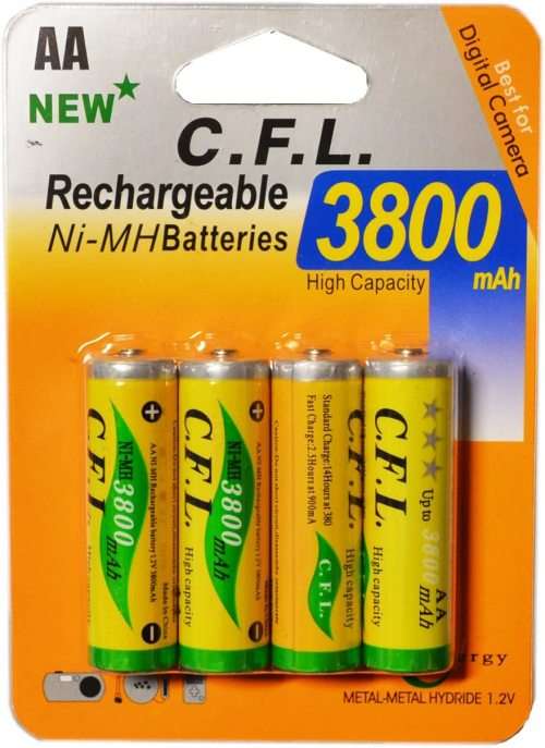 AA Ni-MH Rechargeable Batteries 3800 mAh Pack of 4