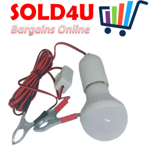 Emergency Light Bulb With Crocodile Battery Clips and Switch 12V LED Bulb Included