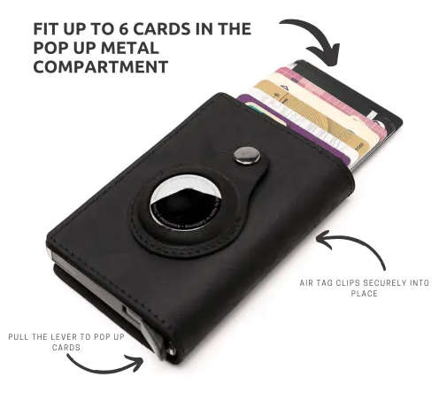 Air-Tag compatible genuine leather slim wallet with RFID blocking Card holder [ Brown ]