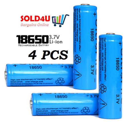 4 pcs x 18650 Li-ion Rechargeable Battery  3.7V