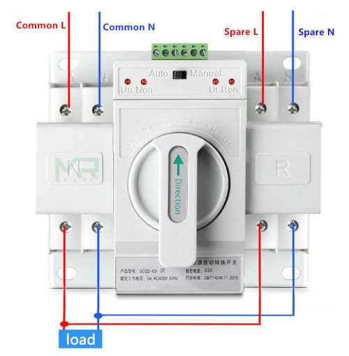 Automatic Transfer Switch 63A 2-Pole Dual Power Automatic Changeover Switch 230V