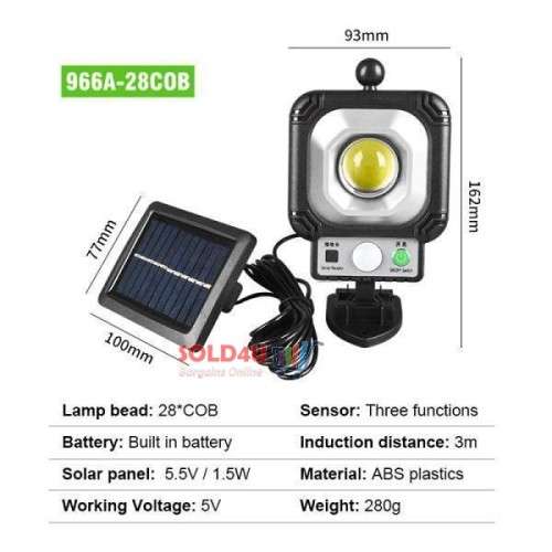 28 COB Super Bright Sensor Street Lamp With Solar Panel & Cable - Solar Charging - No Electric Bills