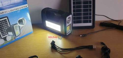 Solar Charging DC Lighting System 3 x Bulbs, Solar Panel & USB portable power station AC Charging