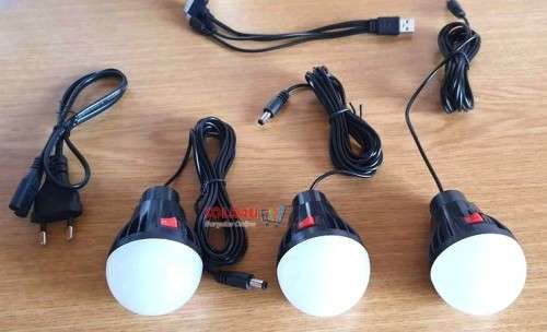 Solar Charging DC Lighting System 3 x Bulbs, Solar Panel & USB portable power station AC Charging