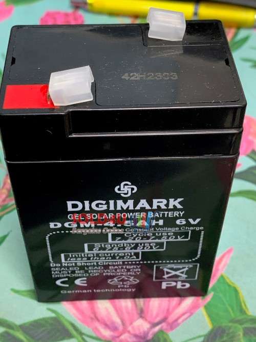 Digimark 6V 4.5A Lead Acid Battery - 6 Volts 4.5 Amps Rechargeable Battery