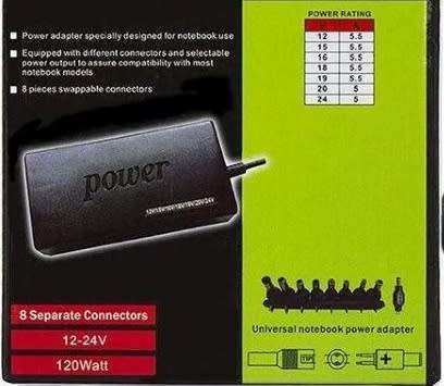 120W Universal Laptop Charger 12-24V with 8 set of Terminals - Notebook Power Adapter