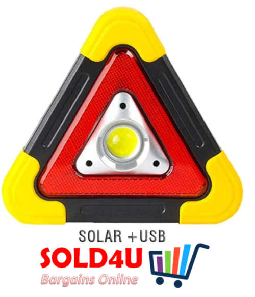 Car Automobile Emergency Triangle LED Light - Multifunction work light -Solar + Lithium Battery