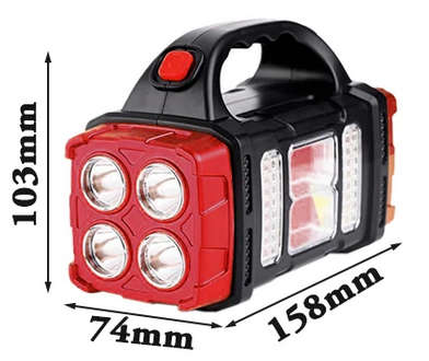 4 Front LED + 4 Rear LED + 32 Side LED + COB Lithium Battery Solar Rechargeable Multifunction Light