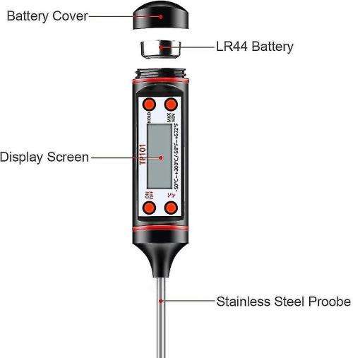 Digital Food Thermometer Meat BBQ Grill Kitchen Cooking Thermometer 4 Keys Manual
