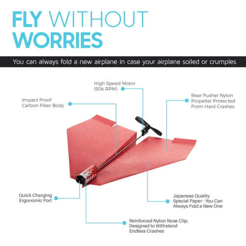 POWERUP 2.0 Paper Airplane Conversion Kit | Electric Motor for DIY Paper Planes | Fly Longer and Far