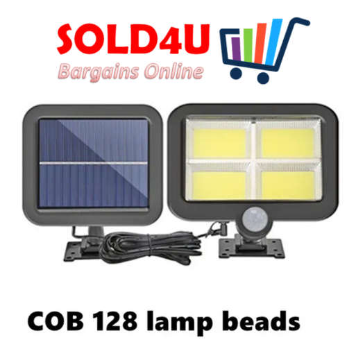 128 LED Bright COB White Solar LED Light With Split Solar Panel & Motion Sensor with Cable