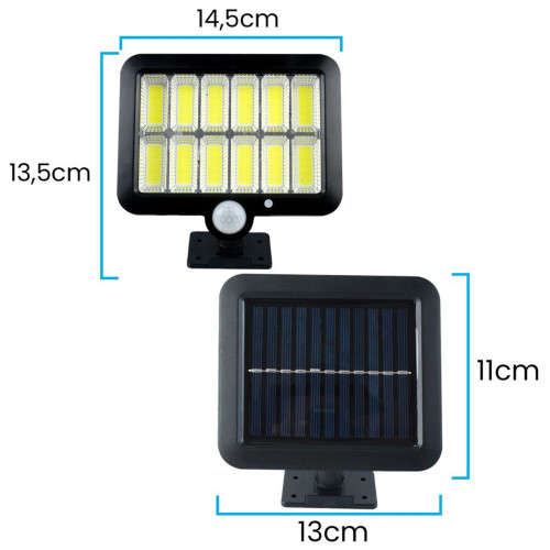 12 COB LED Bright White Solar Light With Solar Panel & Motion Sensor