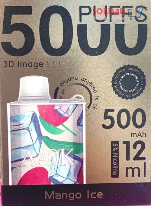 5000 PUFFS Disposable Vape e-cigarette- 12ml - 500mAh Battery [ Mango ICE Flavour]