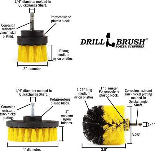 3 Set Brush - Power Scrubber Cleaning Kit For Car Bathroom Wood Foors